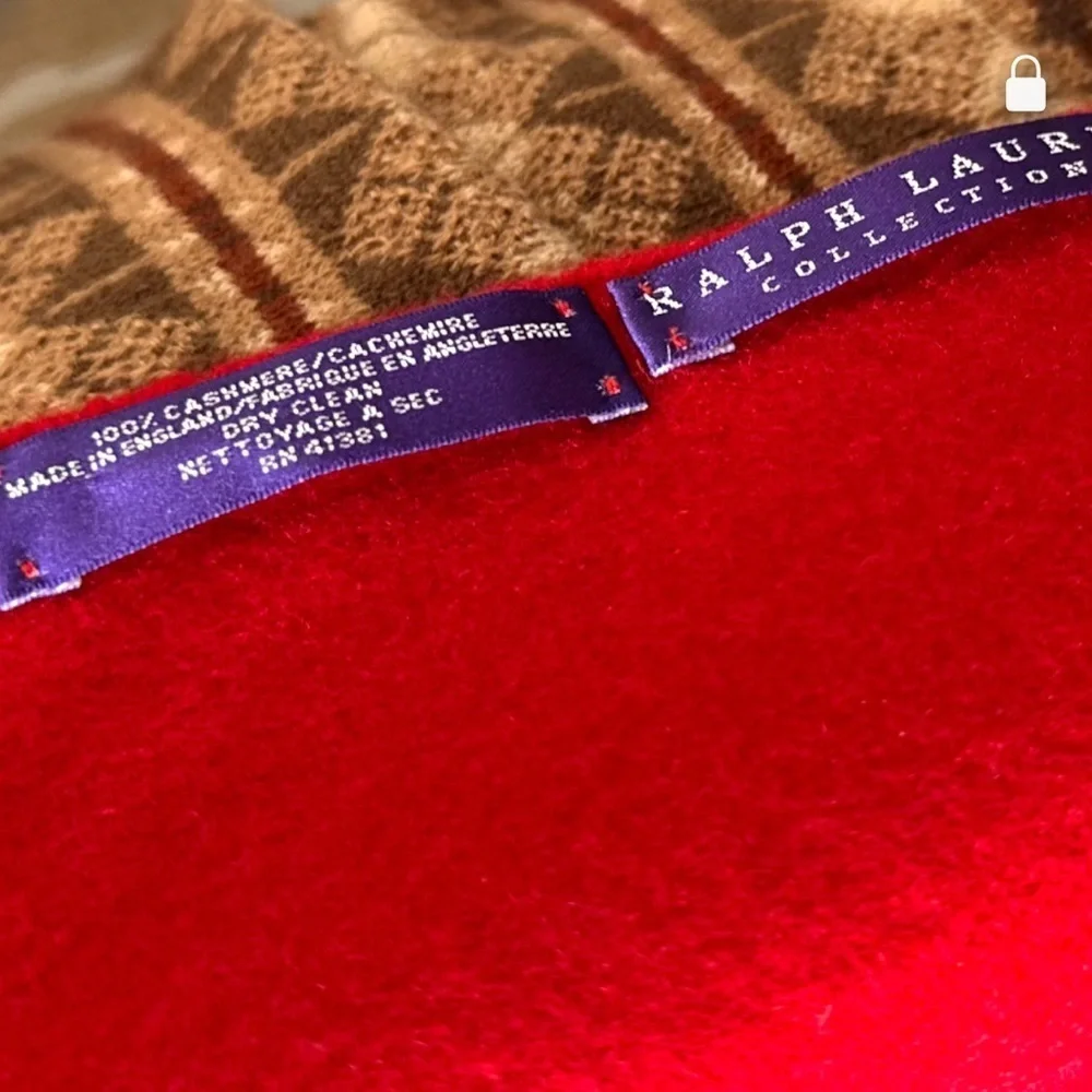 *Ralph Lauren Collection Fall 2008 Scarlet Red Cashmere Bullion Crest Scarf